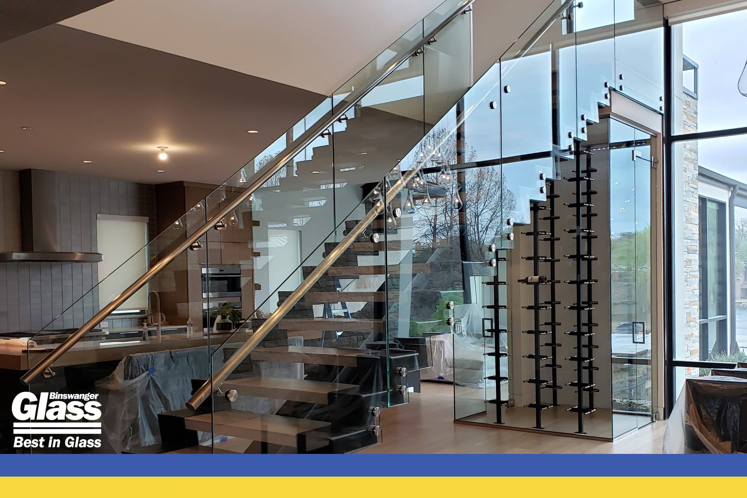 Binswanger Glass Custom Wine Cellar and Railing Combo