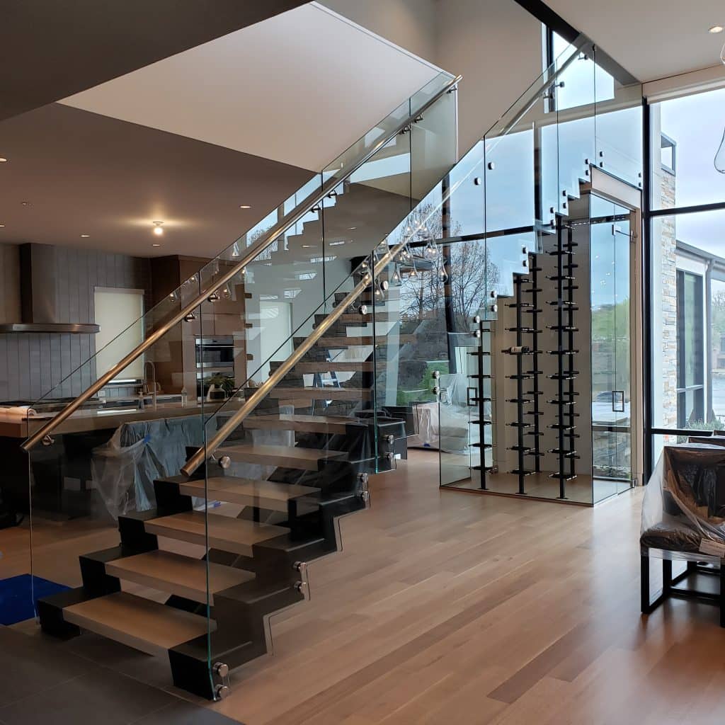 Binswanger Glass Custom Wine Cellar and Railing Combo