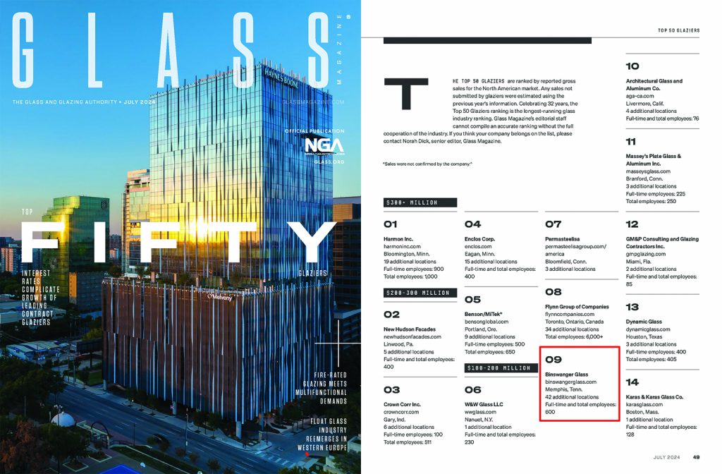 Glass Magazine Top 50 Glaziers